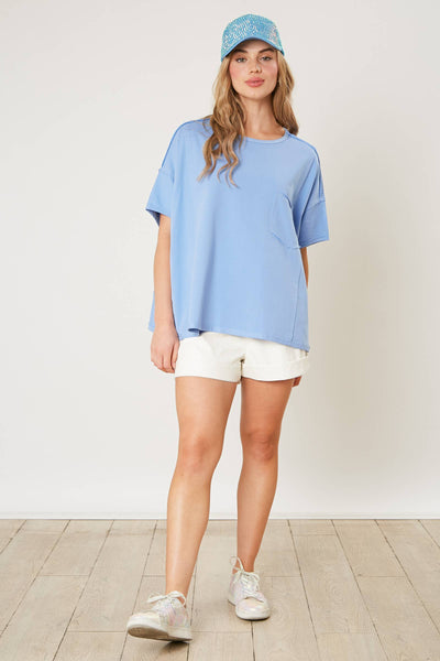 Fantastic Fawn - French Terry Loose Fit Top - Preorders: BLUE / L