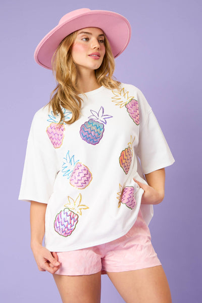 Fantastic Fawn - Sequin Pineapples T-Shirt