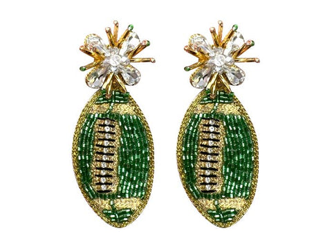 Game Day Football Earrings - Green and Gold