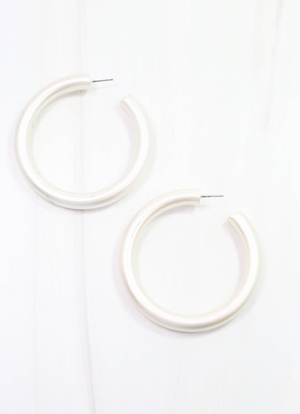 Caroline Hill - Chantell Hoop Earring Matte Silver: Default