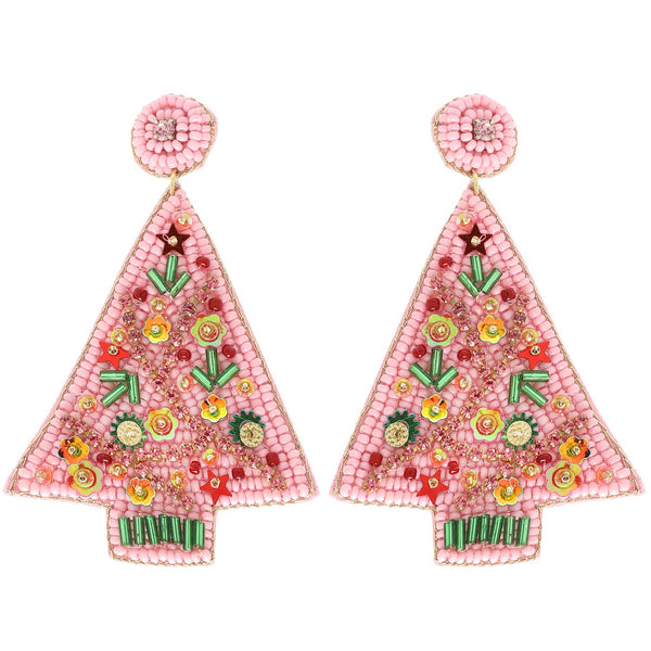 Sophia Collection - Christmas Tree Jeweled Post Earrings : Green