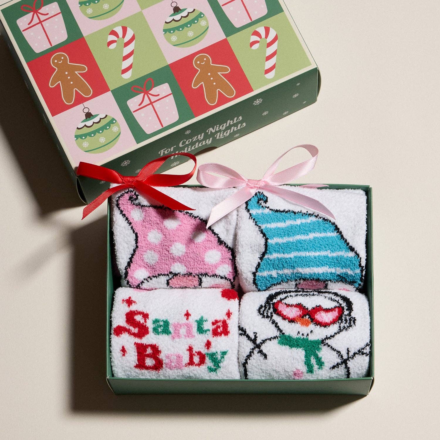 Lilla Haven - Cozy Holiday Socks Gift Set with Gnome and Snowman: ASST / ONE