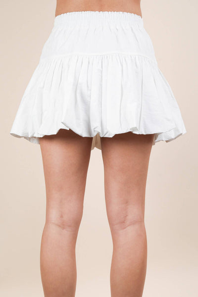 VERY J - NS50136-Bubble Mini Skirt with Inner Shorts: IVORY / S-M-L/2-2-2