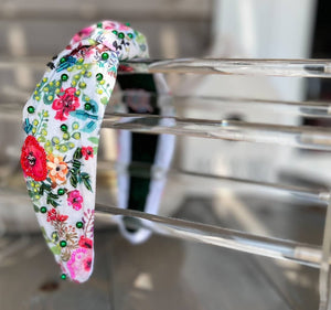 OBX Prep - Sara Garden Floral Top Knot Seed Beaded Handmade Headband