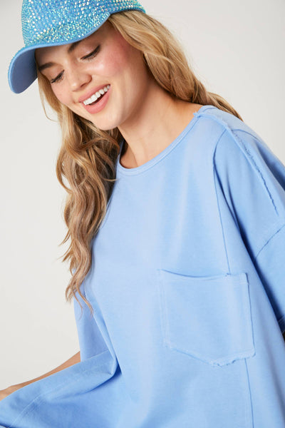 Fantastic Fawn - French Terry Loose Fit Top - Preorders: BLUE / M