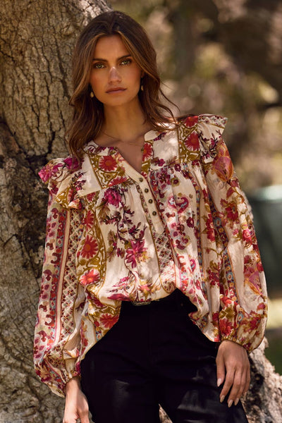 Oddi - Floral Printed Peasant Blouse: Garden Party / M