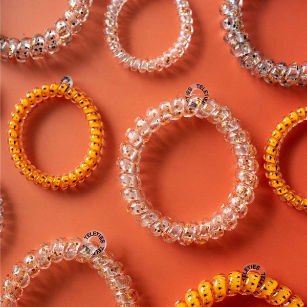 TELETIES - Spiral Hair Coils | Large | Spooky Sparkles Hair Ties