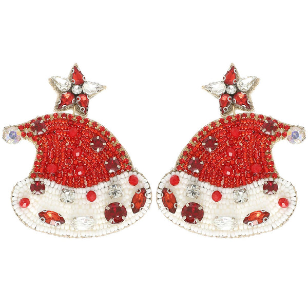 Sophia Collection - Christmas Santa Clause Hat Bead Earrings