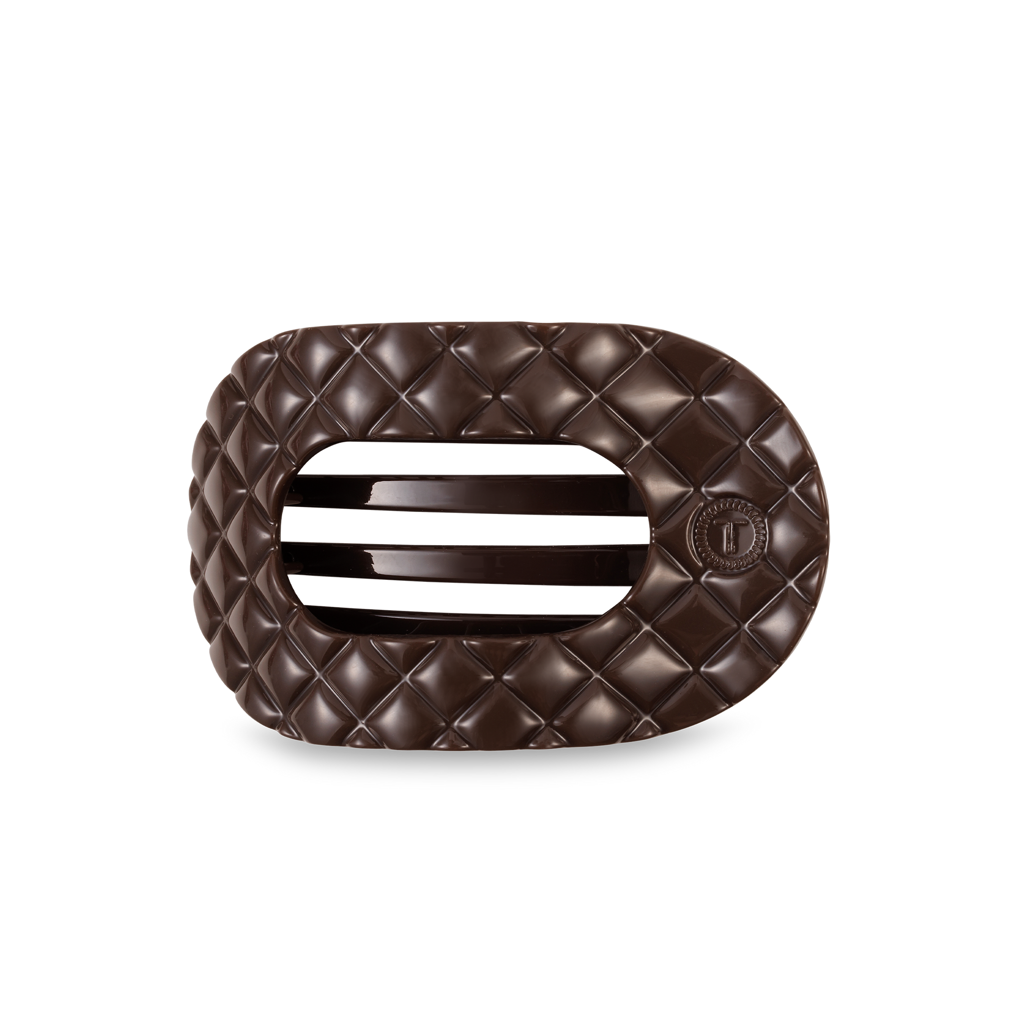 TELETIES - Flat Round Hair Clip | Medium | Truly Taupe Quilted