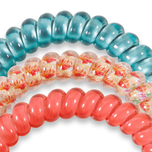 TELETIES - Spiral Hair Coils | Small | Coral Craze Hair Ties