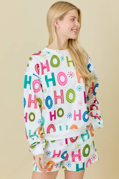 Main Strip - Holiday Printed Crewneck With Rhinestone: WHITE / S