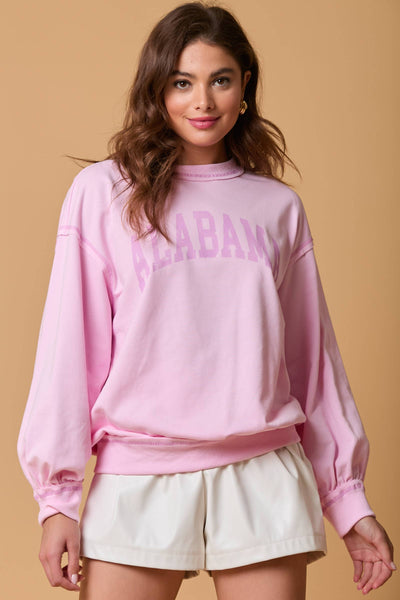 Fantastic Fawn - Alabama Printed Crewneck Sweatshirt - Preorders: LT PINK / L