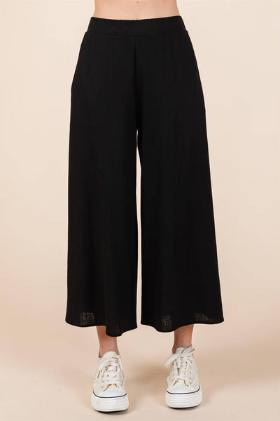 GeeGee Clothing - Sheer Linen Wide Leg Pants: WP61430: Black / M