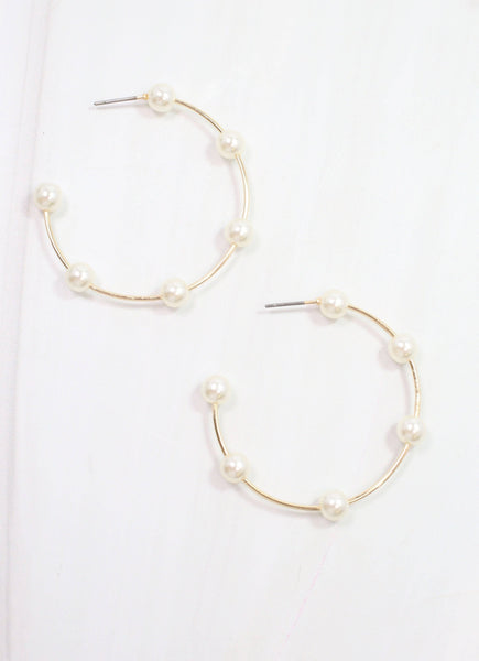 Caroline Hill - Donald Pearl Hoop Earring Gold: Default