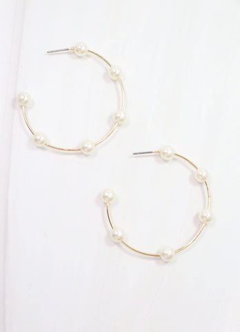 Caroline Hill - Donald Pearl Hoop Earring Gold: Default
