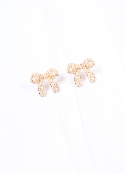 Caroline Hill - Paige Pearl Bow Earring GOLD: Default