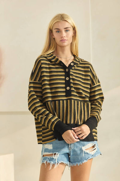 Oddi - Textured Striped Jacquard Hooded Sweatshirt : Ivory Multi / S
