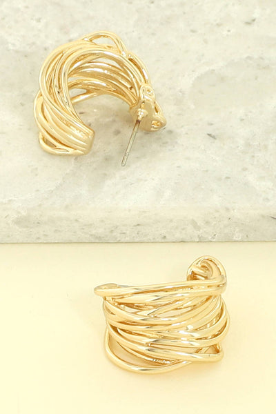 Sophia Collection - Polished Twist Hoop Post Earrings
