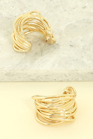 Sophia Collection - Polished Twist Hoop Post Earrings