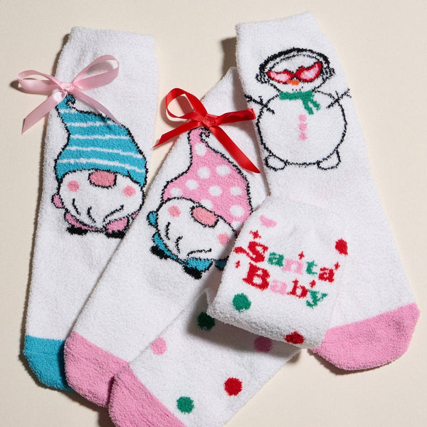 Lilla Haven - Cozy Holiday Socks Gift Set with Gnome and Snowman: ASST / ONE