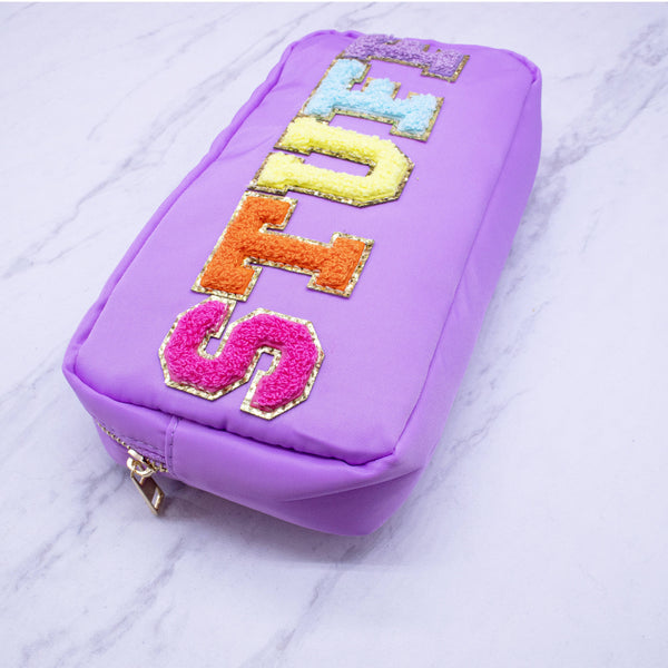 Natalia - Preppy Nylon Chenille Letter Bag Travel Makeup Pouch - STUFF