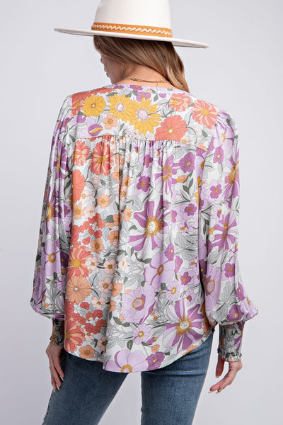 Lavender Floral Print Blouse