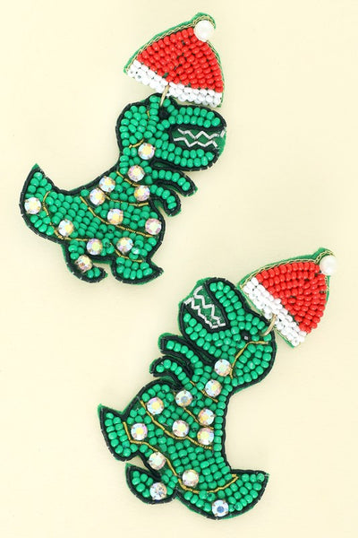 Santa Hat Dino Earrings
