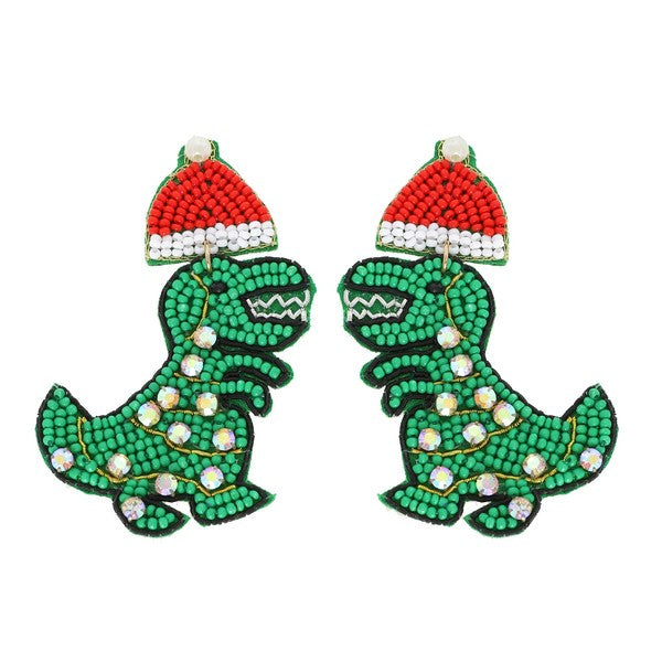 Santa Hat Dino Earrings