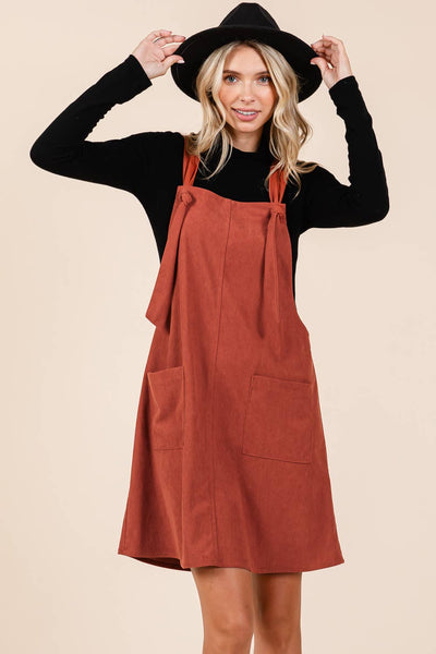 GeeGee Clothing - Corduroy Overall Mini Dress, MD50689: Rust / L