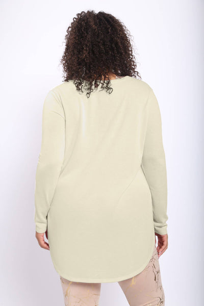 Mono B - CURVY Long Sleeve Flow Top with Side Slits: PINK / 1XL:2XL:3XL (2:2:2)