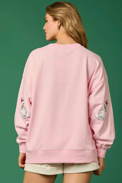 Fantastic Fawn - Santa & Xmas Tree Sequin Pull Over - Preorders: RED / S