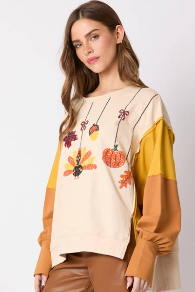 Fantastic Fawn - French Terry Color Block Pull Over