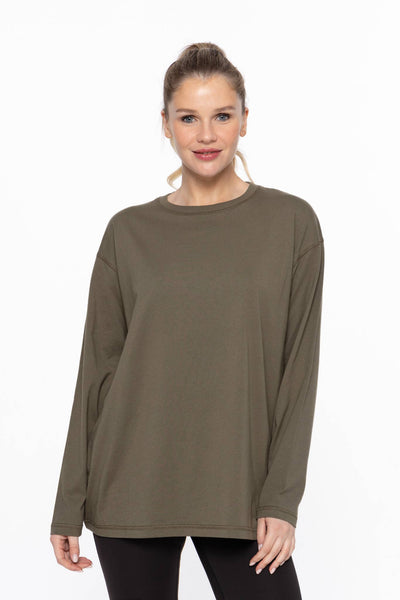 Mono B - Organic Cotton Long Sleeve Boyfriend Tee: WHITE / S:M:L (2:2:2)