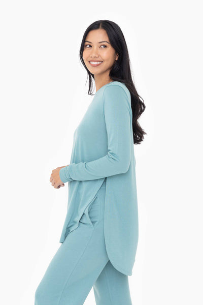 Mono B - Long Sleeve Flow Top with Side Slit: PINK / S:M:L (2:2:2)