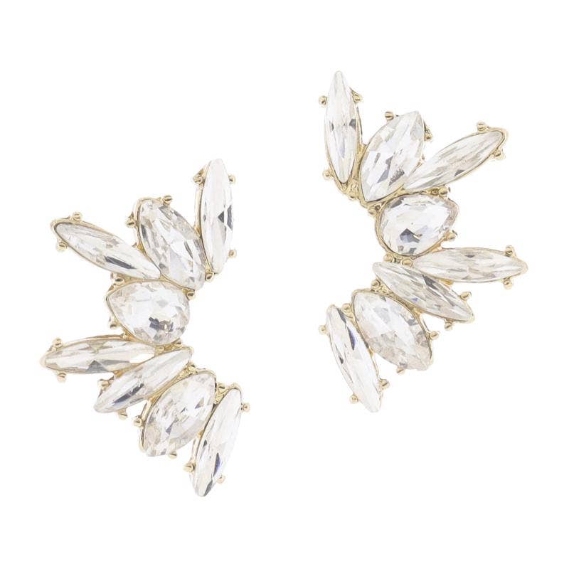 Jane Marie - Multi Clear Crystal Half Wing Earrings