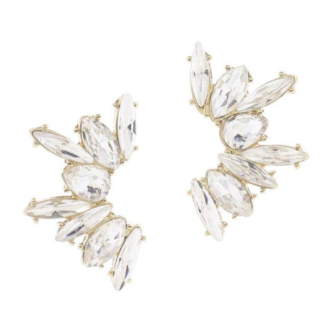 Jane Marie - Multi Clear Crystal Half Wing Earrings