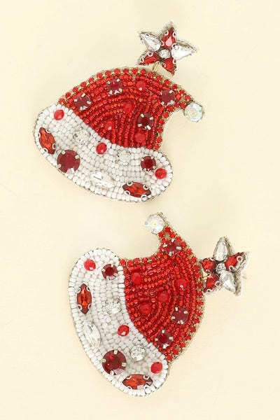 Sophia Collection - Christmas Santa Clause Hat Bead Earrings