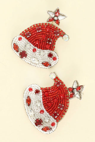 Sophia Collection - Christmas Santa Clause Hat Bead Earrings