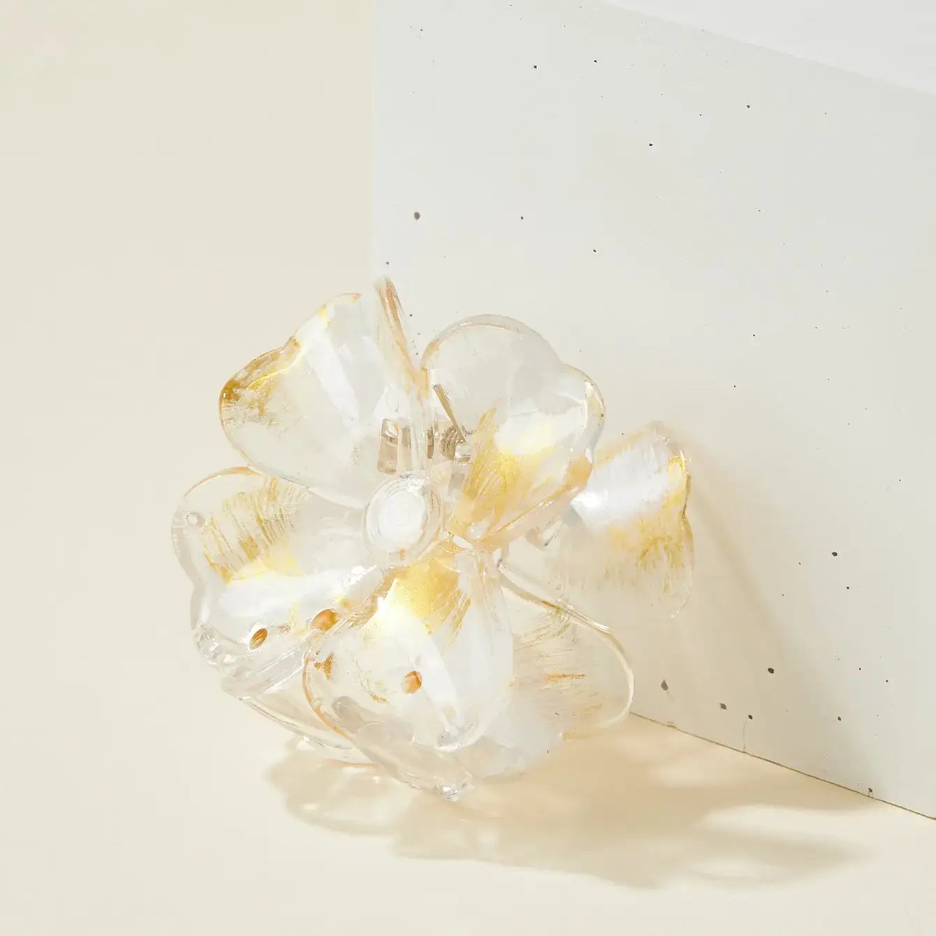 Gold Painted Flower Claw Hair Clips