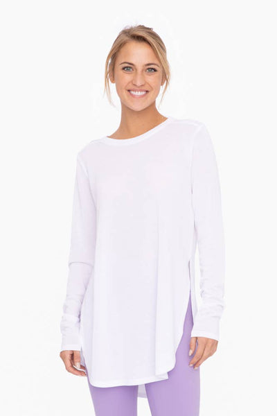 Mono B - Long Sleeve Flow Top with Side Slit: PINK / S:M:L (2:2:2)