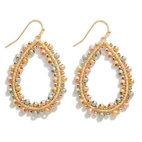 Metal Glitter Earrings with Beads