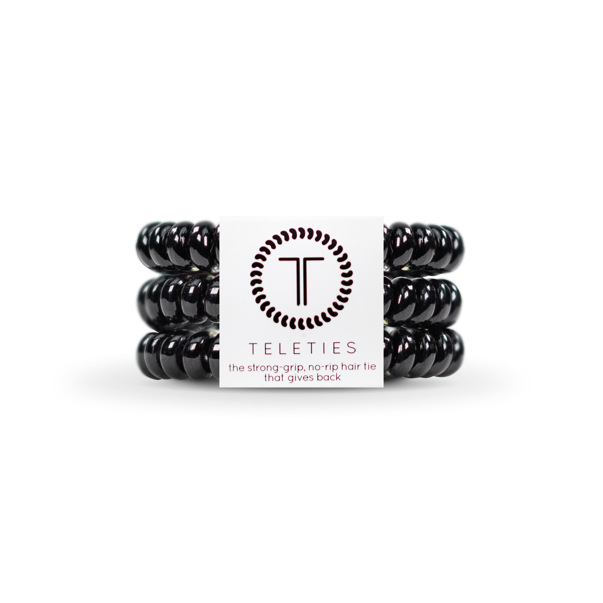 TELETIES - Spiral Hair Coils | Small | Jet Black Hair Ties