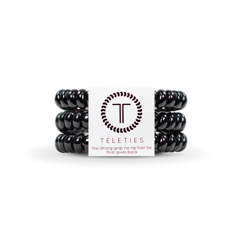 TELETIES - Spiral Hair Coils | Small | Jet Black Hair Ties