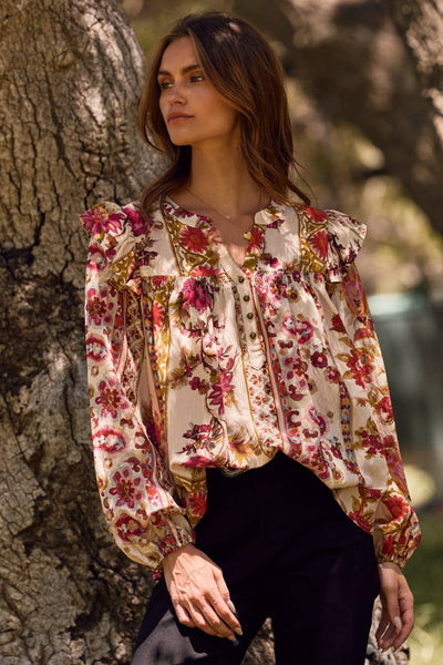 Oddi - Floral Printed Peasant Blouse: Garden Party / S