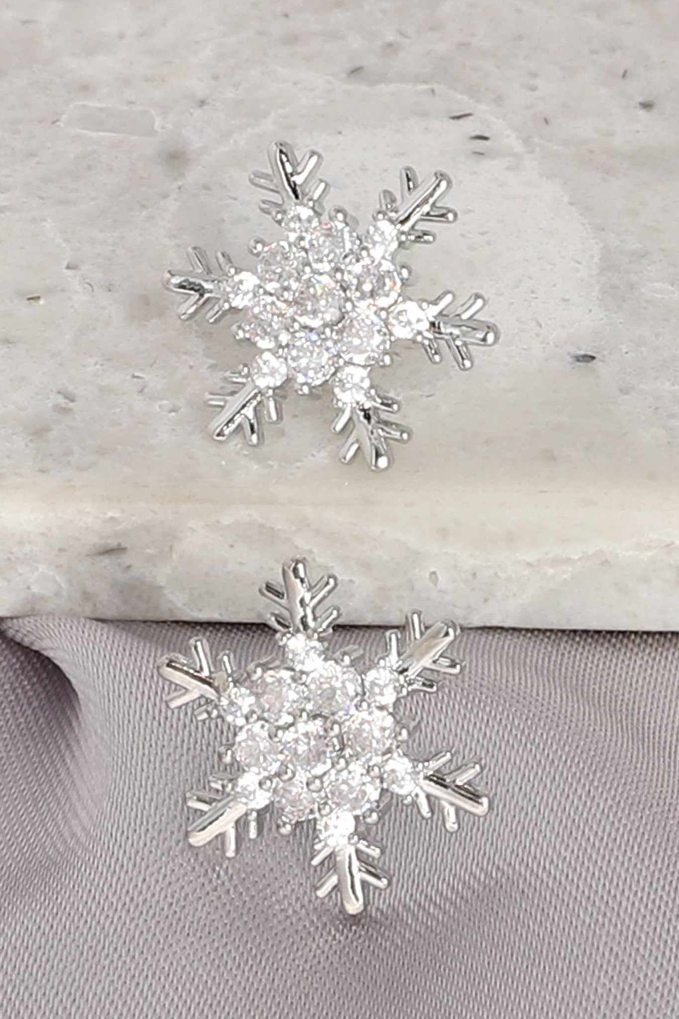 Sophia Collection - White Gold Plated CZ Snowflake Post Earrings