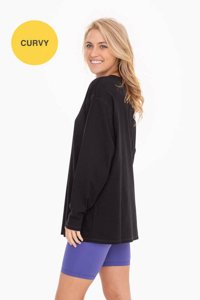 Mono B - CURVY ORGANIC COTTON LONG SLEEVE BOYFRIEND TEE: White / 1XL:2XL:3XL (2:2:2)