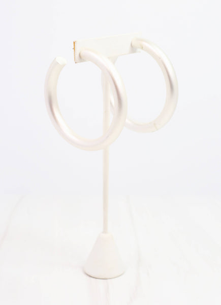 Caroline Hill - Chantell Hoop Earring Matte Silver: Default