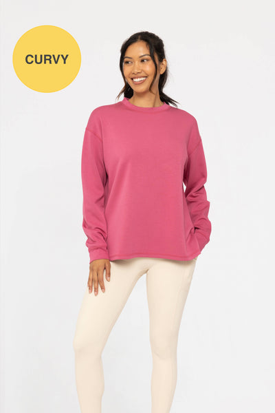 Mono B - CURVY Elevated Oversized Crew Neck: FOG / 1XL:2XL:3XL (2:2:2)