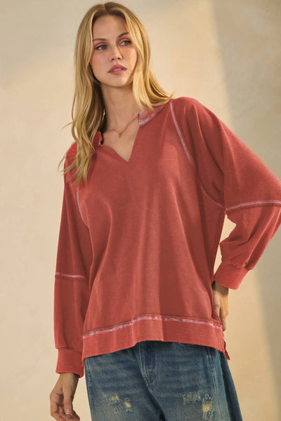 Oddi - Acid Washed Long Sleeve Sweatshirts: Washed Navy / L