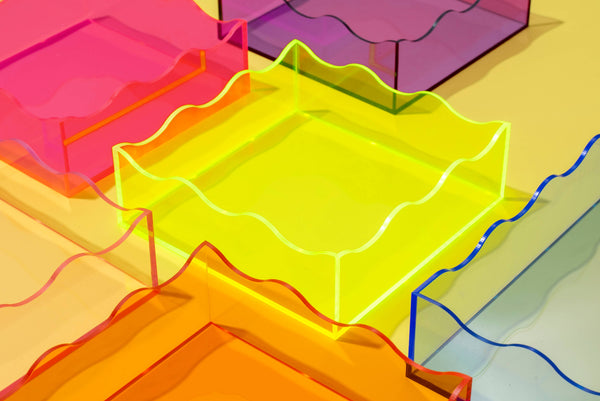 Taylor Elliott Designs - Wavy Acrylic Tray - Square - Hot Pink